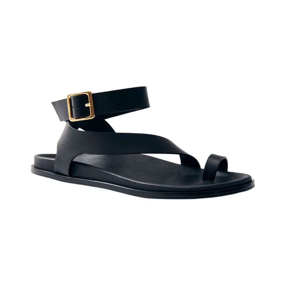 Alohas Myles Leather Sandal, Black